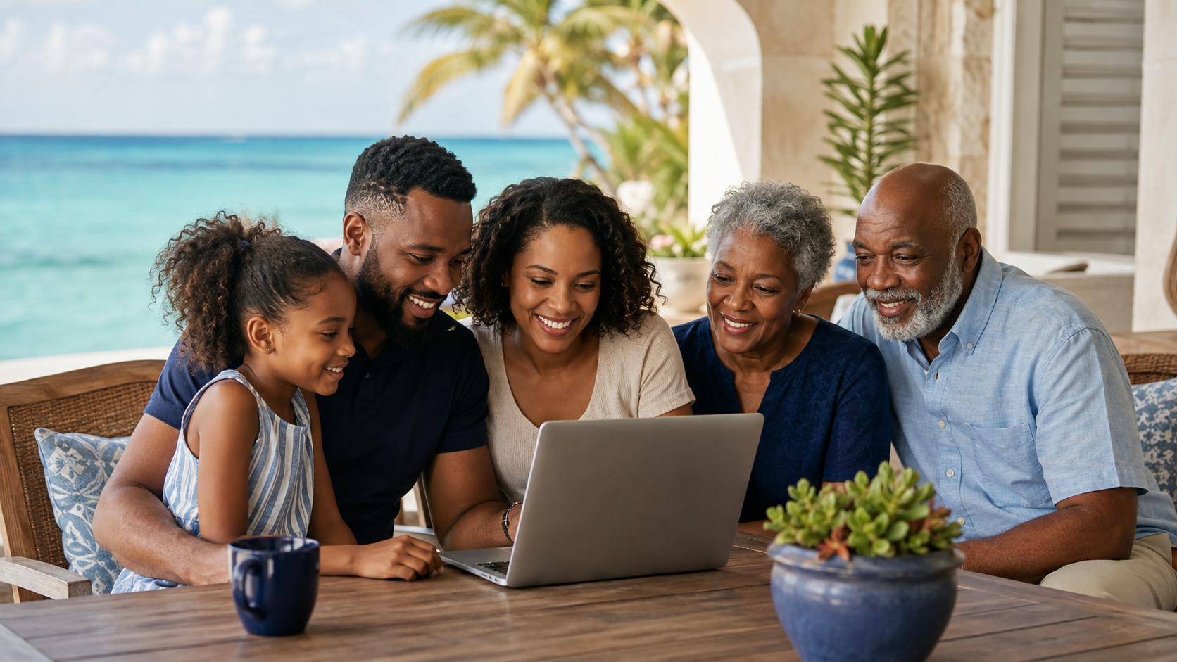 A family using Barbados digital immigration services
